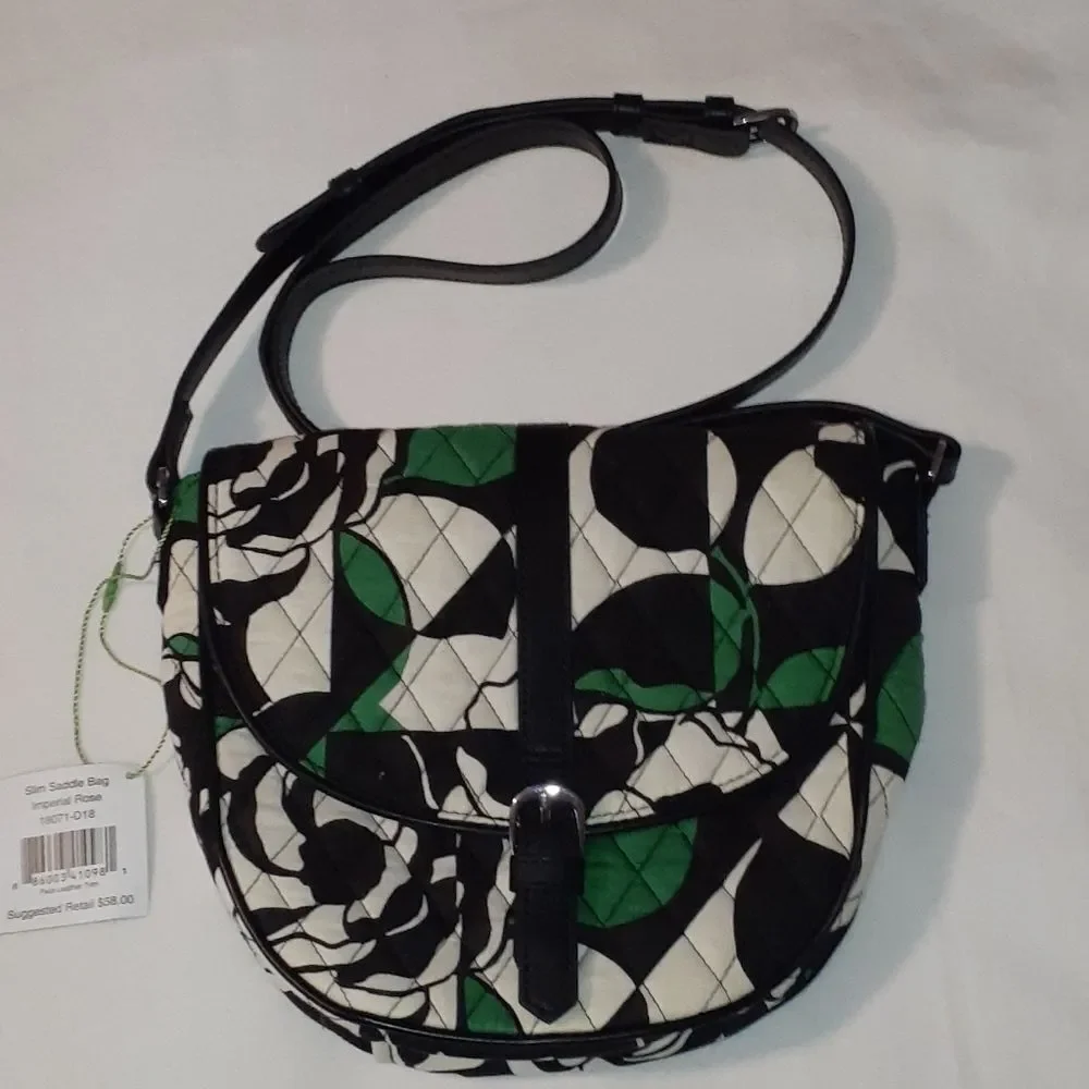 Vera Bradley Slim Saddle Bag Purse Imperial Rose